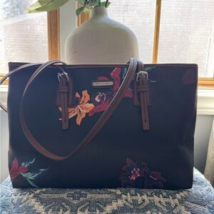 Dana Buchman Black Floral Tote Bag